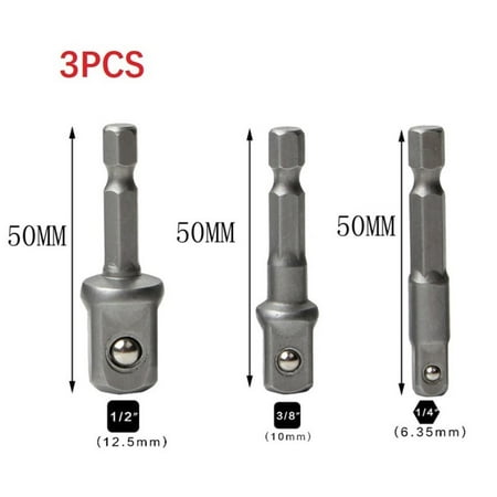 

3pcs 1/4 3/8 1/2 Socket Adapter Hex Shank Drill bits Extension Rod Power Tools