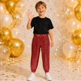 thumbnail image 2 of lnmuld Boys Casual Jogger Pants Elastic Waist Tapered Cuff Holographic Heart Print Kids Daily Wear Bottoms Size:8-9 Years, 2 of 4