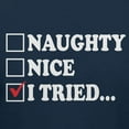 thumbnail image 3 of Teelocity Naughty Nice I Tried Graphic T-Shirt (Small - Standard Fit, Navy Red Check), 3 of 4