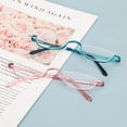 thumbnail image 5 of Semi-Rimless Reading Glasses, Metal Frame, Anti-Blue Light, Pink & Teal, 5 of 5