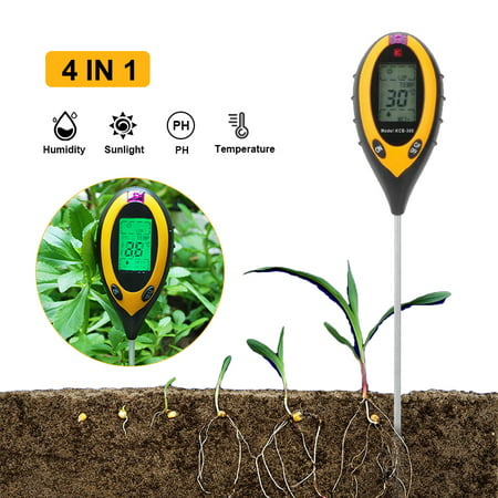 Soil Tester Digital Display 4 In1 PH Meter Temperature Moisture Humidity Sunlight Tester for Agriculture Plants Flowers, Garden, Lawn, Farm, Indoor Outdoor Use, Promote (Best Soil Moisture And Ph Meter)