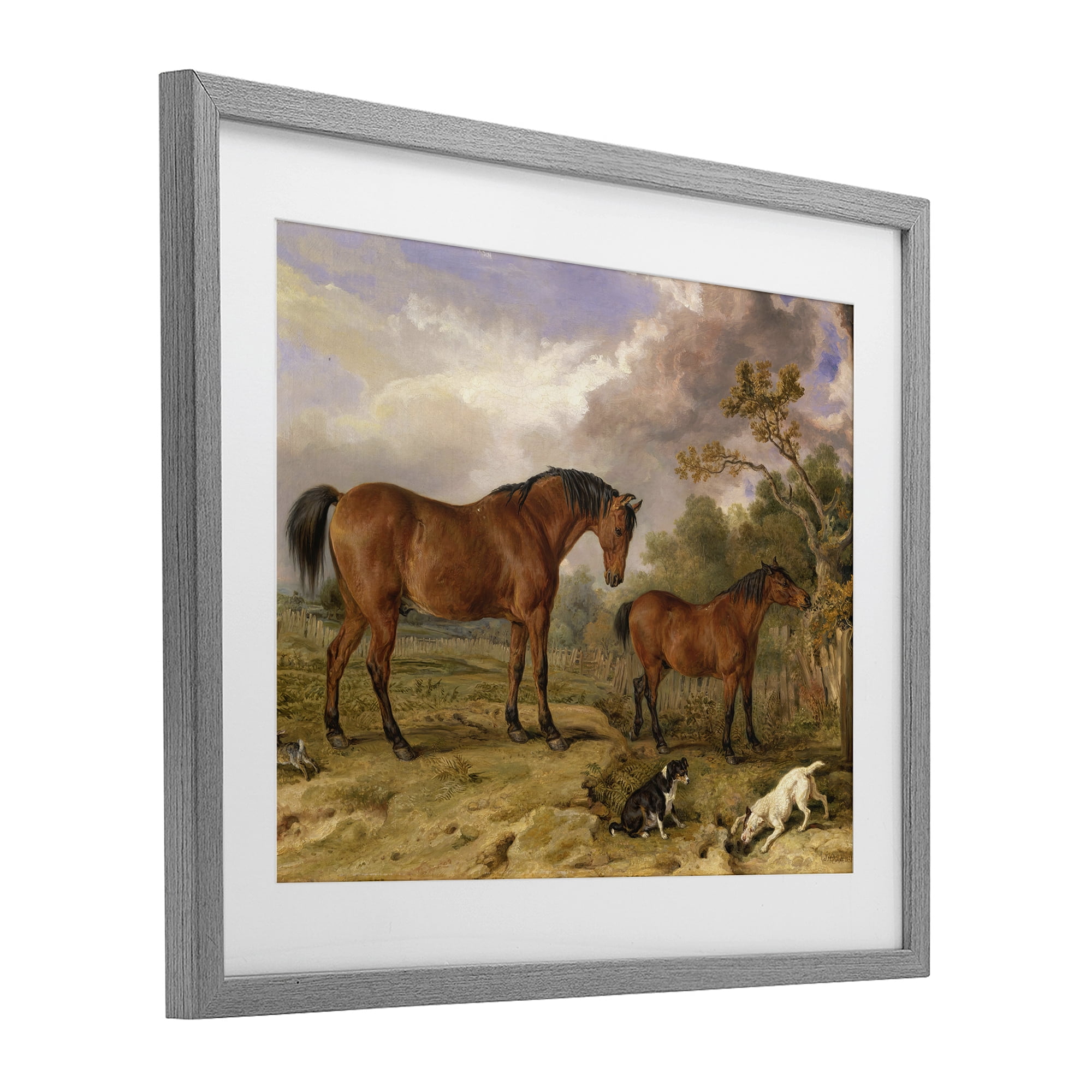 Stupell Industries Classic Portrait of Horses Gray Framed Print Under Glass, design by Tina LeCour