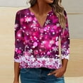 thumbnail image 2 of LiMoi Women's V Neck Blouse with Christmas Print 3/4 Sleeve Loose Fit Top Tees Tshirts for Christmas My Items, 2 of 5