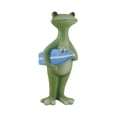 thumbnail image 4 of Estatua de rana, figura de resina, escultura animal, estatua de jardín en miniatura, figura de rana para parterres, interior y exterior, sala de estar tabla de surf azul, 4 of 8