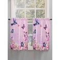 thumbnail image 5 of Pink Flower Bathroom Window Curtain, Spring Floral Butterfly Elegant Pastoral Birds Light Filtering Coffee Kitchen Curtains, Bedroom Living Room Curtains 2 Panel 84"x45", 5 of 6