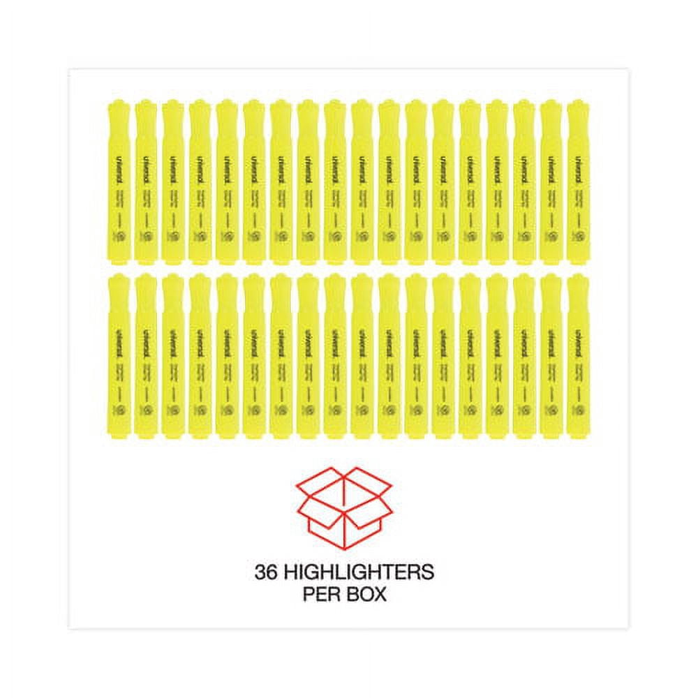 Desk Highlighter Value Pack, Fluorescent Yellow Ink, Chisel Tip, Yellow Barrel, 36/pack | Bundle of 2 Packs