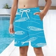 thumbnail image 6 of Virmaxy Hawaiian Print Quick Dry Beach Shorts Lightweight Elastic Waist Swim Trunks with Pockets for Outdoor Beach Pool Surfing, for 4-15Y, 6 of 7