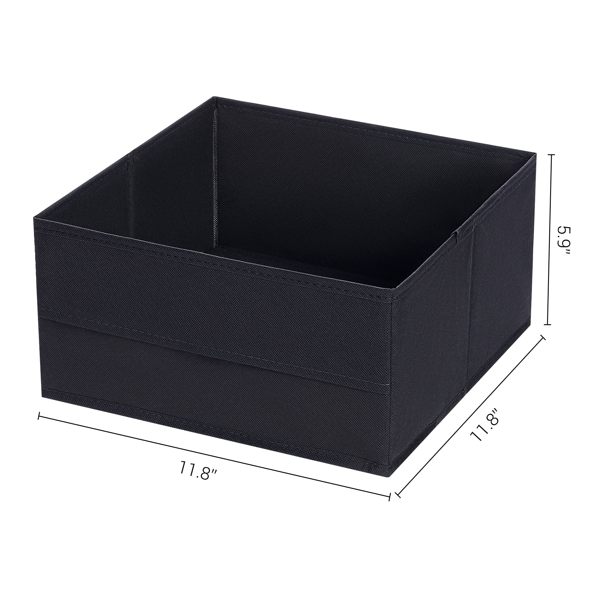 Unique Bargains Fabric Storage Cube Storage Bin Storage Basket Black 12*12*6in