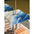 thumbnail image 2 of Outdoor Tablecloths with Umbrella Hole & Zipper, Navy Blue Ombre Beach 60x60 Inch Square Tablecloths, Summer Ocean Coastal Gradient Waves Waterproof Table Cloth, Patio/Pool/Picnic Table Covers, 2 of 8
