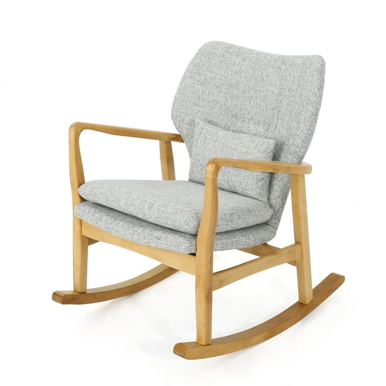 Vineland Mid Century Modern Light Grey Tweed Fabric Rocking Chair