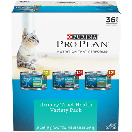 Purina Pro Plan Urinary Tract Health Wet Cat Food Variety Pack; FOCUS Urinary Tract Health Formula - (36) 3 oz. (Best Diet For Cats With Urinary Problems)