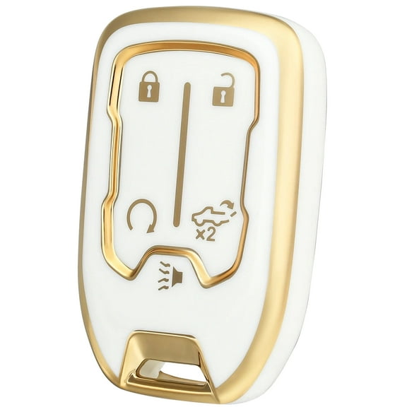 OFFCURVE White Gold Key Fob Covers for GMC Sierra 1500 2500HD 3500HD, 1 Piece