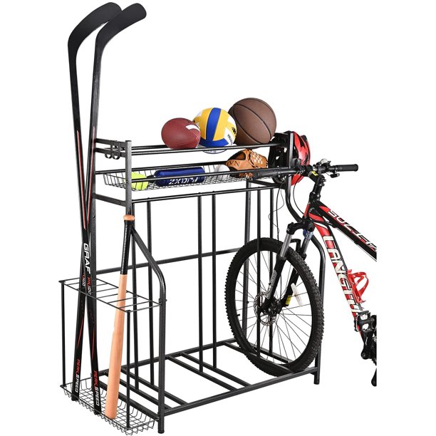 Mythinglogic Bike Rack for Garage Storage, 3 Bike Floor Parking Stand for Garage Organizer