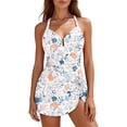 thumbnail image 2 of asdoklhq Womens Swim Shorts Womens Bathing Suits Tankinis Floral Women's Abdomen-Smoothing Swimsuit Lift Crisscross Ruched Swim Dress 2026 White 2X, 2 of 9