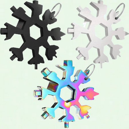 Snowflake Multitool 3 Pack 18-in-1 Stainless Multi-Tool Compact Flat Phillips Screwdriver/Bottle Opener Kit Cool Gadgets for Men Mini HARD and Portable Great Christmas Gift Multicolor