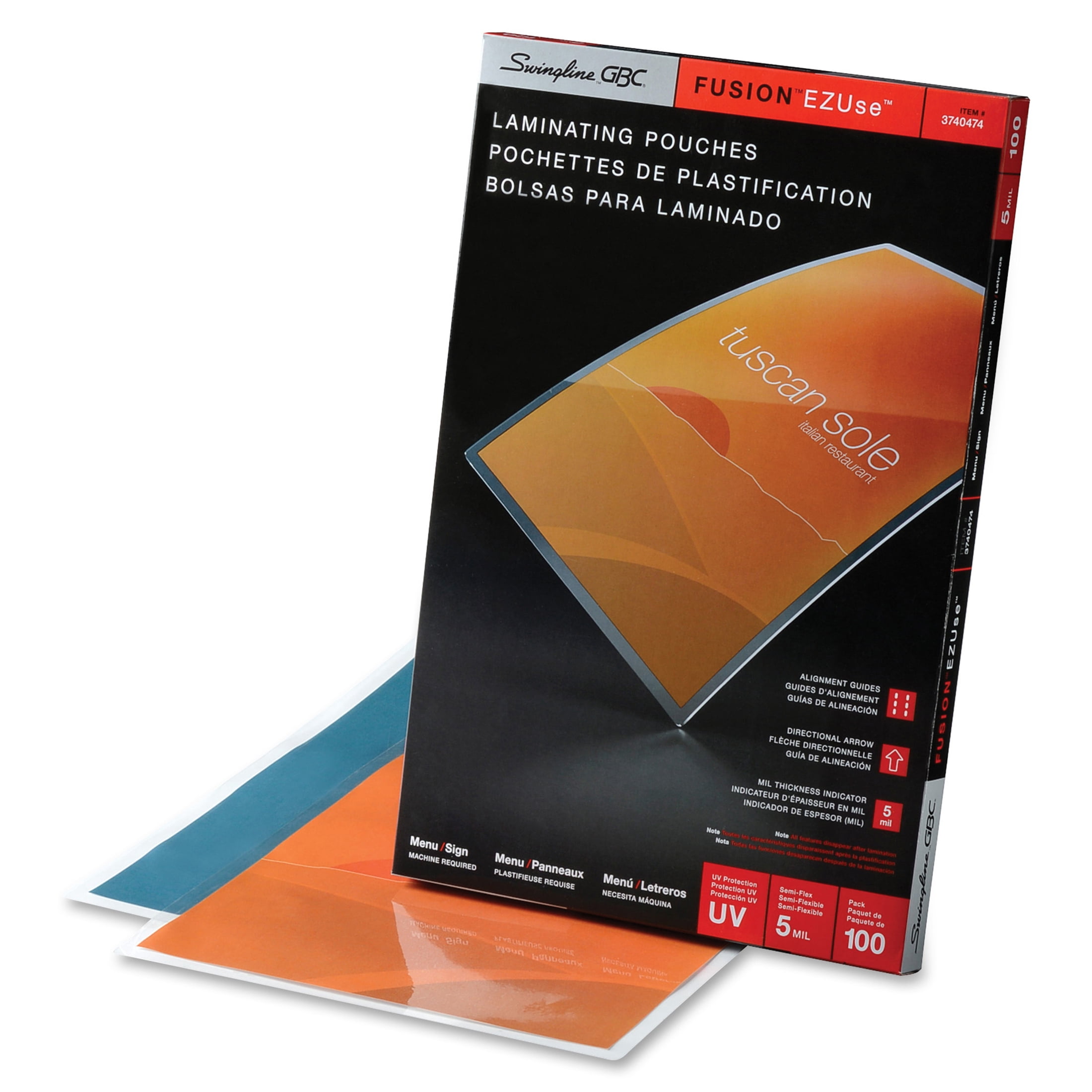 GBC, GBC3740474, Fusion EZUse Laminating Pouches, 100 / Box, Clear