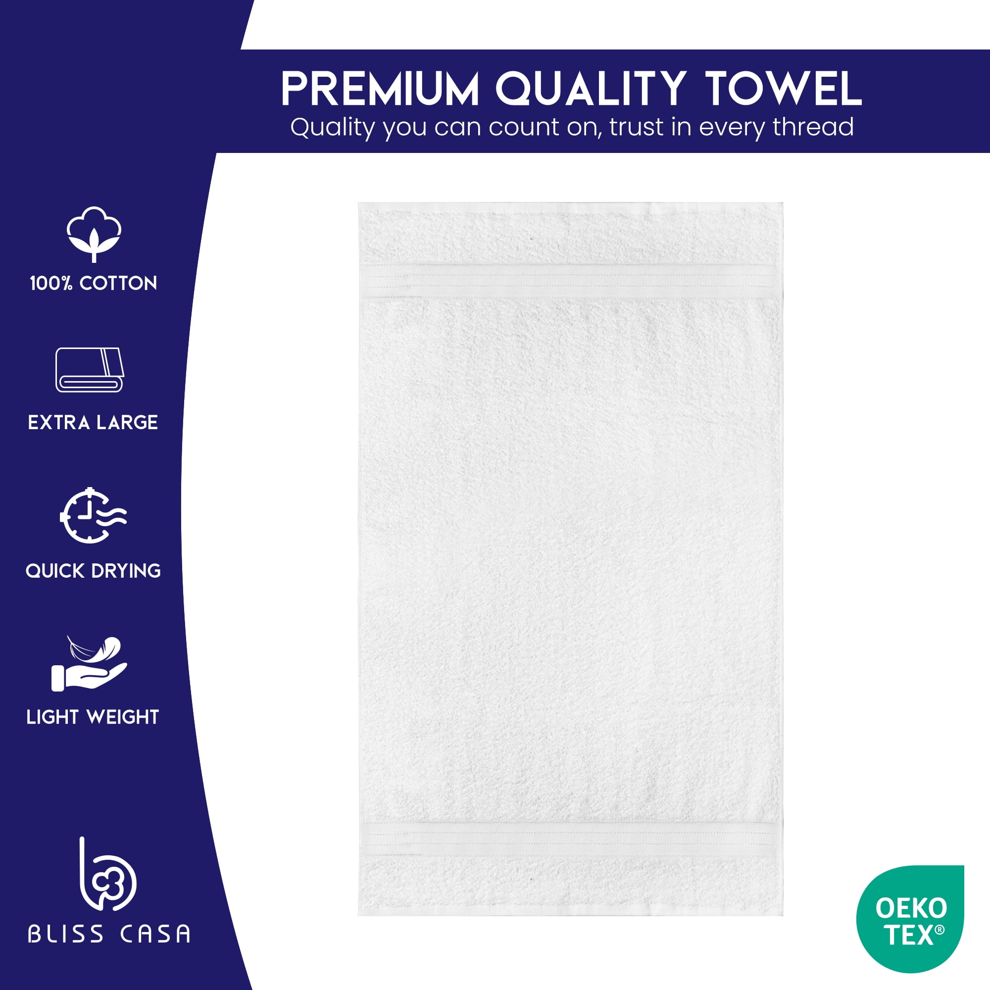Bliss Casa 4 Pack 100% Cotton Bath Towels - Ultra Soft & Highly Absorbent Thick Bathroom Towel Set (27 X 54 Inch) Heavy GSM - Durable, Luxurious, Quick-Dry & Long-Lasting Towels for Everyday Use