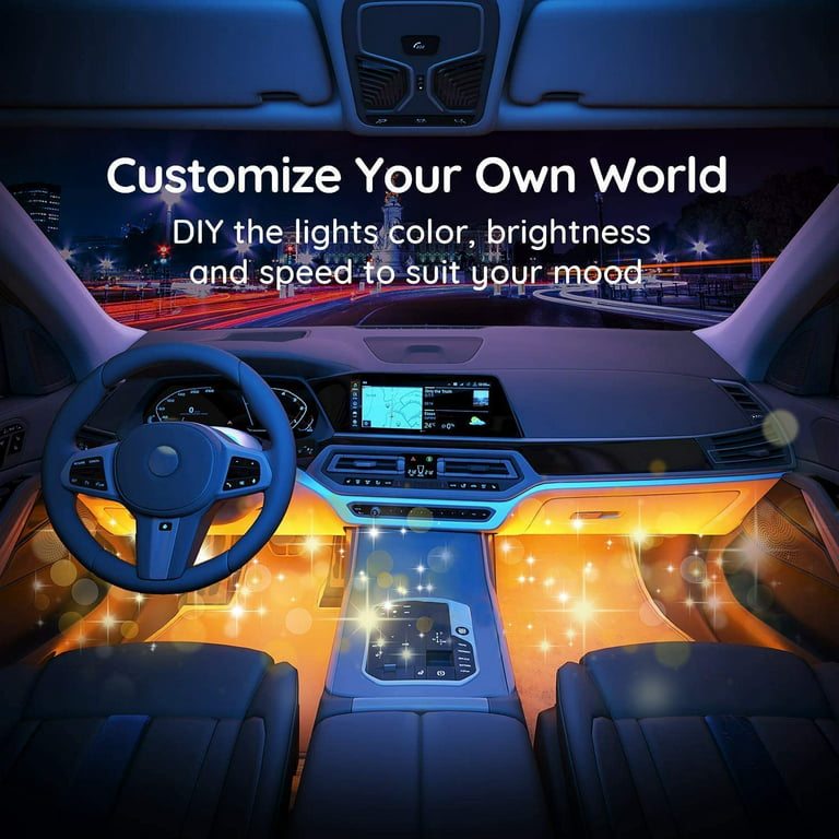 Car Led Interior Lights, 4 PCS 48 LED Waterproof Multi DIY Color