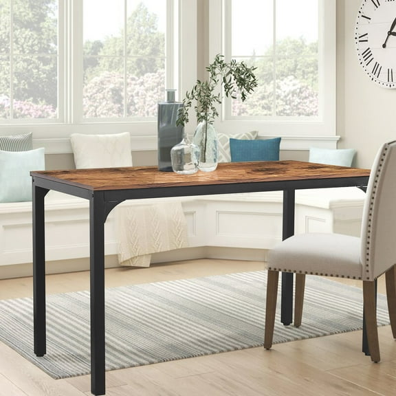 VEIKOUS 47'' Industrial Dining Table Desk w/Adjustable Footpad&Metal Frame for Kitchen,Dining Room