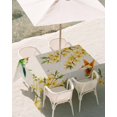 thumbnail image 3 of 60x102 Inch Outdoor Tablecloth with Umbrella Hole Zipper Rectangle Spring Floral Rectangular Tablecloths Waterproof Watercolor Forsythia Flowers Hummingbirds Beige Patio Table Cover for Picnic, 3 of 8