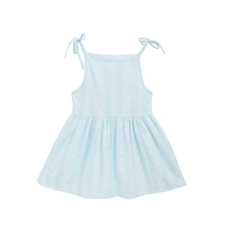 

DNDKILG Infant Baby Toddler Child Children Kids Striped Dress for Girls Square Neck Summer Dresses Sleeveless Sundress Sky Blue 9M-4Y