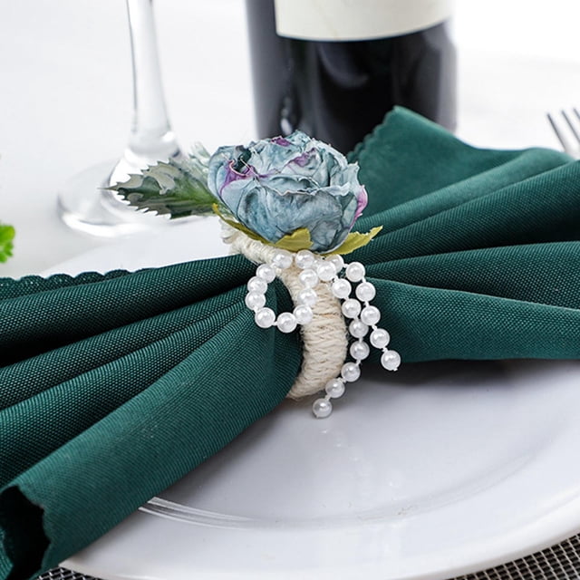 6 Piezas Anillos de Servilleta-manualidades Románticas Servilletas Decorativas con Rosas, para El Día de San Valentín, Cena, Festival, Celeb Azul Sunnimix Servilletero