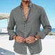 thumbnail image 1 of pstuiky Camisas de manga larga abrigadas para hombre, Camisa informal de moda para hombre, con cuello en V y mangas, transpirable Tops de talla grande para hombre l, 1 of 6