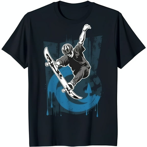 Bold Skateboarder Graphic Black T-Shirt for Extreme Enthusiasts