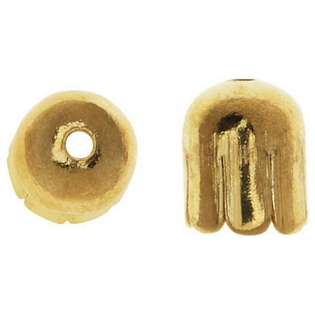 Capsule Bead Caps, with Flaps 7x6mm, 25 Pieces, Gold Plated