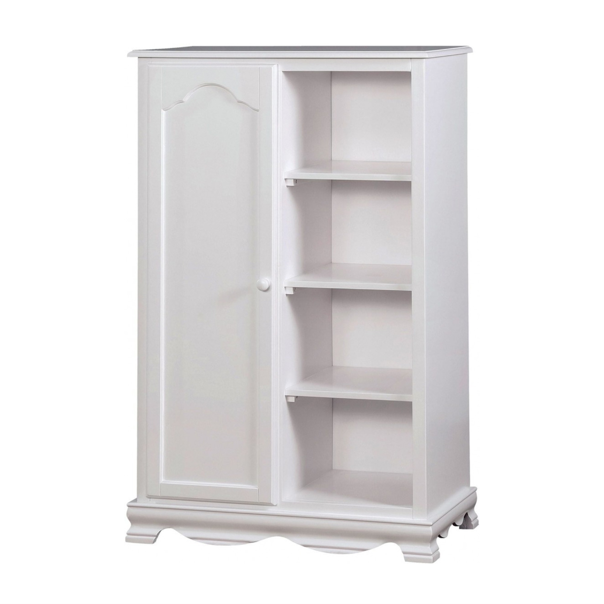 Wooden Closet Storage with 4 Open Shelves and 1 Door White
