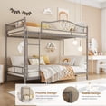 thumbnail image 2 of Ourlova Twin Over Twin Metal Bunk Bed with Ladder and Guardrails- Heavy Duty- 400 Lbs Capacity- No Box Spring Needed- Easy Assembly- Grey - Durable Bunk Bed Frame, 2 of 7