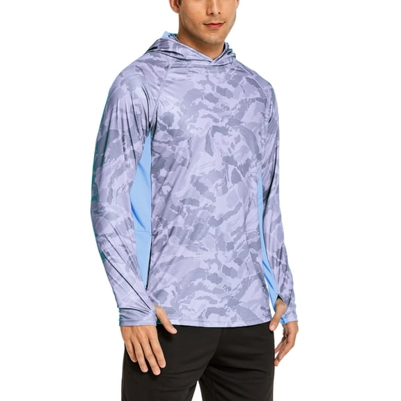 Pinspark Men's Long Sleeve Fishing Shirts UPF 50  Sun Protection Hoodie with Mask Quick Dry Hiking Neck Gaiter Hoodie UV Rashguards
