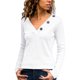 thumbnail image 5 of Camiseta holgada de punto para mujer, Tops de manga larga con cuello en V, empalme de botones, ropa informal de algodón, Color sólido, otoño, 5 of 5