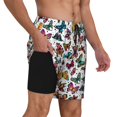 thumbnail image 2 of Bingfone Papillons Volants Colorés pour Hommes Maillot de Bain Double Couche avec Doublure, Style à Cordon avec Poches Shorts de Plage Maillot de Bain Homme-Grand, 2 of 6