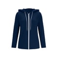 thumbnail image 5 of Qingpeng Womens Solid Color Zipper Up Hoodie Lightweight Long Sleeve Drawstring Hooded Casual Open Front Outerwear Daily Tops, 5 of 7