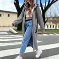 thumbnail image 4 of Qiopertar Women's Hoodies Zip Hooded Long Sleeve Oversized Fleece Coat Casual Warm Fall Winter Loose Cardigan Sweatshirt, Gray M, 4 of 6