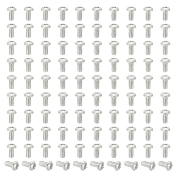 Uxcell M2.5-0.45x5mm Button Head Socket Cap Screws, 100 Pcs 304 Stainless Steel Hex Socket Cap Screw