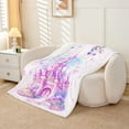 thumbnail image 2 of Erosebridal Dreamy Castle Fleece Blanket, Rainbow Butterfly Sherpa Throw, Princess Theme Decor, 40x50, 2 of 6