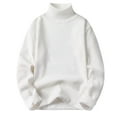 thumbnail image 2 of Jjayotai Turtleneck Oversized Drop Shoulder Sweater for Men, Long Sleeve Solid Casual Knitted Sweaters, Winter Thermal Sweater White XL, 2 of 6