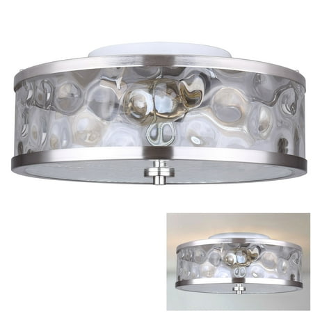 flush mount 3 light ceiling fixture watermark glass drum watermark light