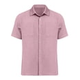 thumbnail image 6 of Lenago Men's Shirts Summer Imitation Linen Solid Color Casual Short Sleeved Collar Double Pocket Button Short Sleeved Top Shirts for Men, 6 of 9