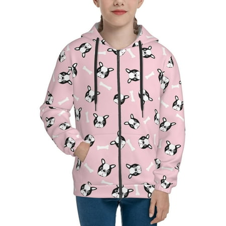 

Hoodies for Teen Girls Boys Boston terrier dog cute pink Long Sleeve Youth Kids Essentials Zip Up Hoodie Lghtweight Fashion Hoodies & Sweatshirts Jacket Fall Winter Outfits Tops