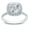 thumbnail image 3 of Spot Jewelry 14K White Gold Plated Ring - 1.1 Ct Cushion Cut Moissanite Rings for Women - Double Halo Solitaire with Accents Engagement Rings for Women - Anniversary Gifts for Daughter, 3 of 3