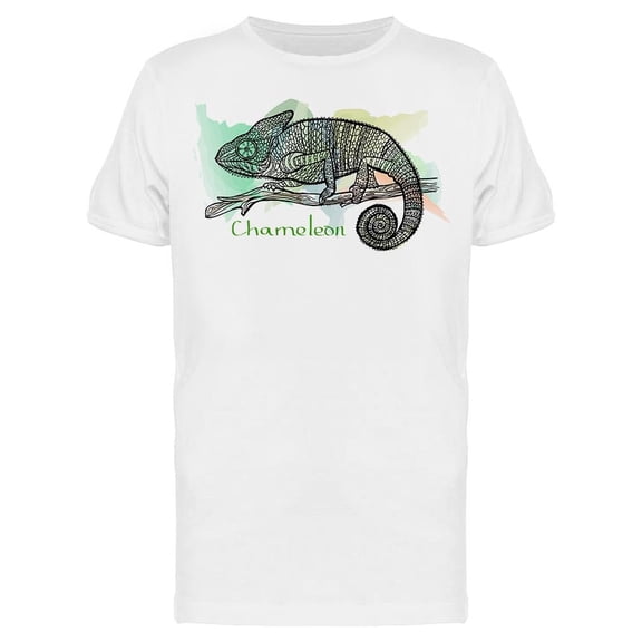 Hand Drawn Chameleon Patterned T-Shirt Men -Image by Shutterstock, Male Medium