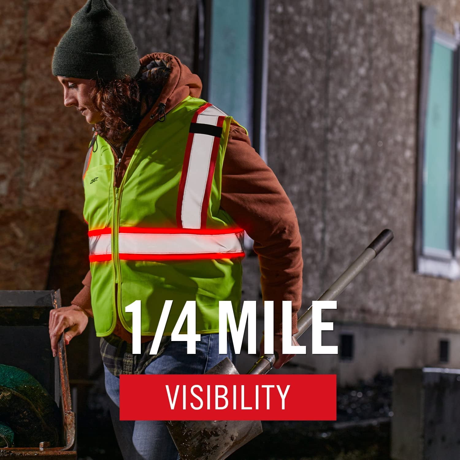 Coast SV375 High-Vis Rechargeable Lighted Safety Vest with COAST-Patented CIRCLIGHT 360 Safety Technology, 2 Large Pockets, XL