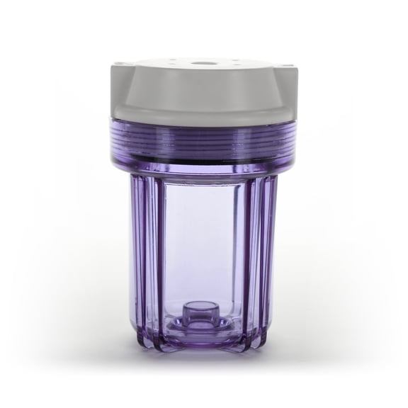 Hydronix HF2-5CLWH38, 5" Clear Housing with White Flat Cap For RO & Filtration Systems, 3/8" Ports