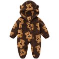 thumbnail image 2 of Maqroz Animal Print Boys Girls Fleece Jumpsuit Long Sleeve Hooded Romper Cute Cubby Graphic Loungewear with Zip, 2 of 8