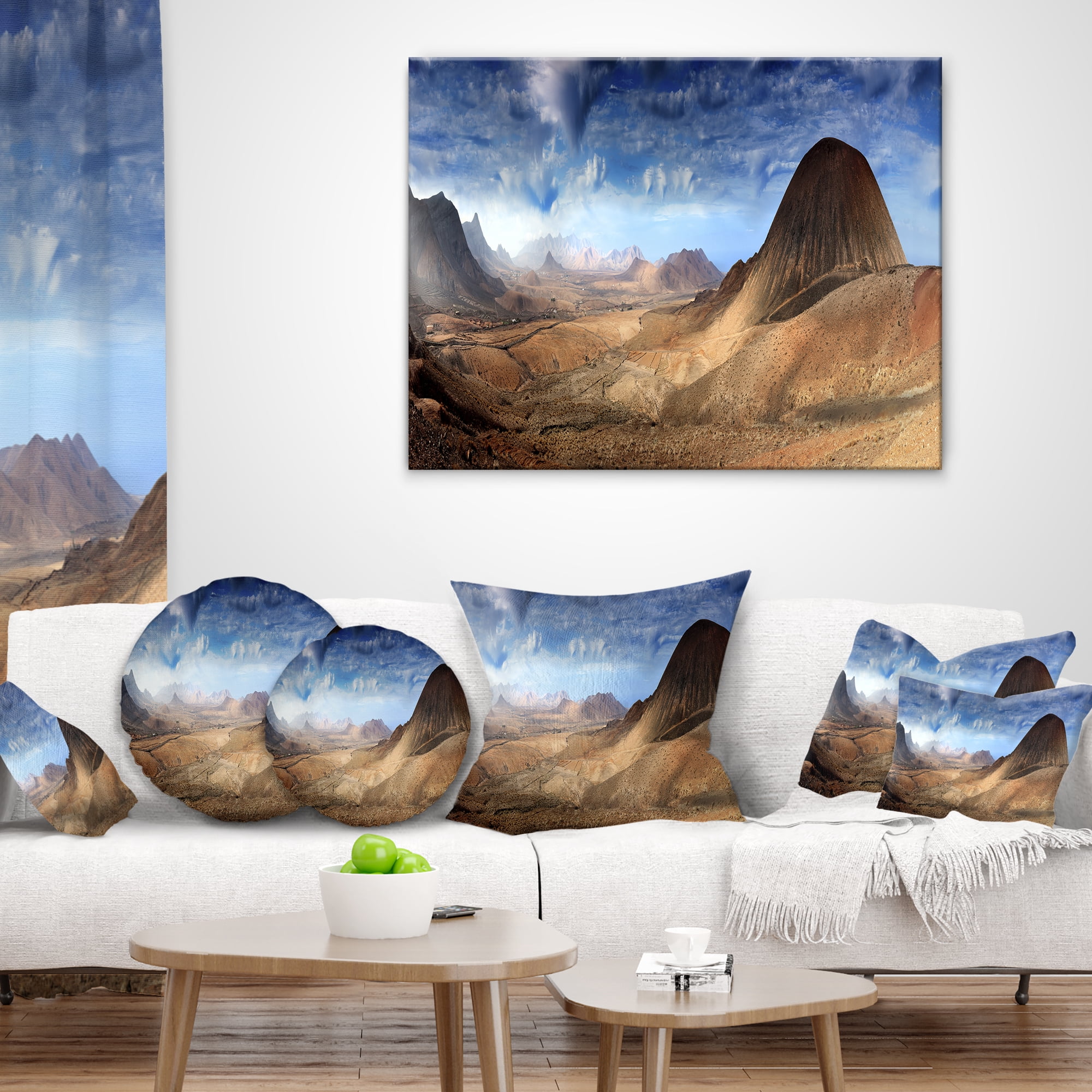 Designart Mountain Scenery Panorama - Landscape Photography Throw Pillow - 12x20