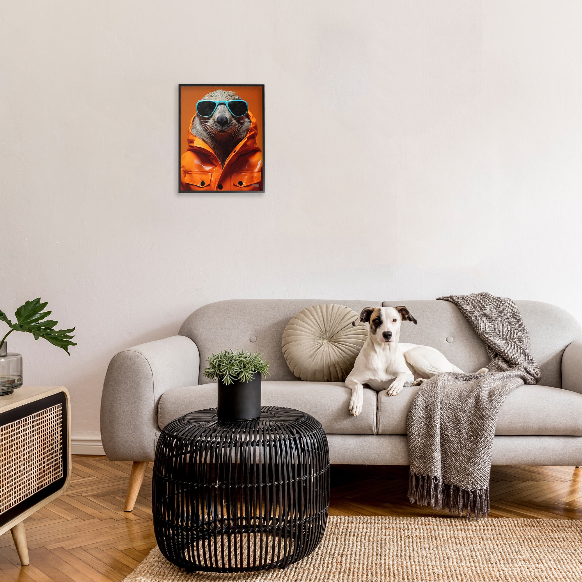 Stupell Industries Trendy Otter with Glasses Animals & Insects Painting Black Framed Art Print Wall Art, 16 x 20