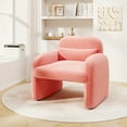 thumbnail image 4 of Gymax 2PCS Modern Accent Chair Sherpa Fabric Upholstered Armchair w/ Waist Pillow Pink, 4 of 10